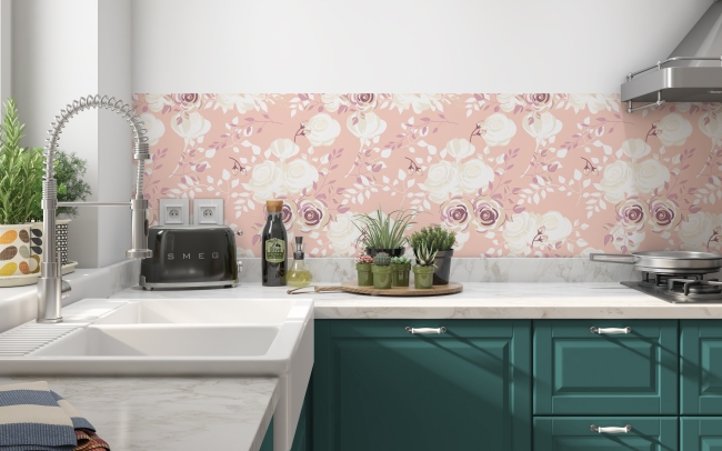 Küchenrückwand Rosen Malerei