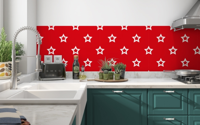 Küchenrückwand Rot Weiße Sterne