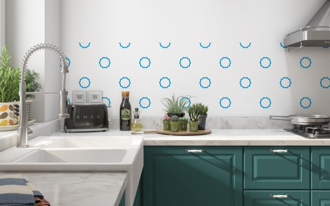 Küchenrückwand Blaue Kreissterne