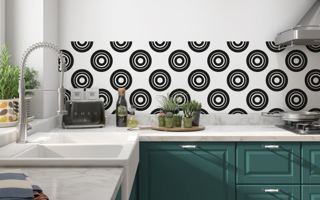 Küchenrückwand Schwarz Kreis in Kreis