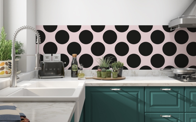 Küchenrückwand Black Polka Dots