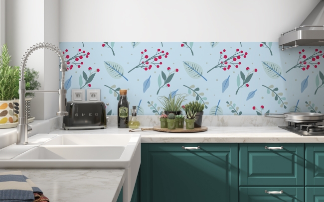 Küchenrückwand Blaue Pflanzen