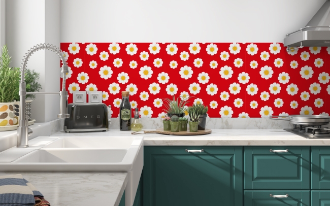 Küchenrückwand Rot Gänseblümchen