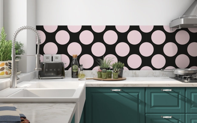Küchenrückwand Puderfarbene Polka Dots