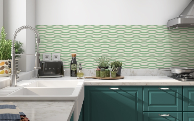 Küchenrückwand Welle Grün Weiß
