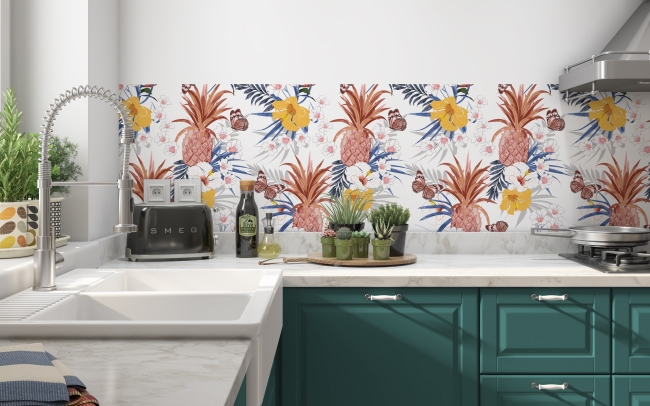 Küchenrückwand Ananas Blüten