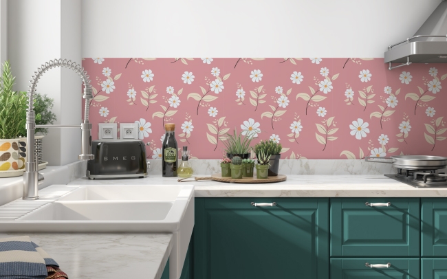 Küchenrückwand Blumen in Rosa