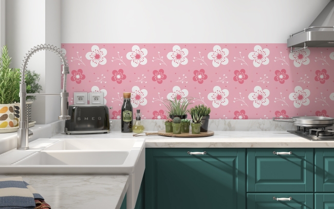 Küchenrückwand Pinke Sommer Blüten