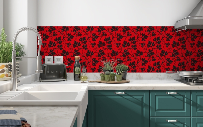 Küchenrückwand Red Floral