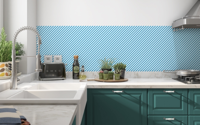 Küchenrückwand Weiß Blau Streifen