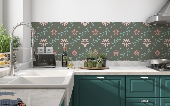 Küchenrückwand Blüten Vintage Stil