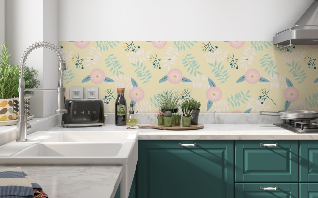 Küchenrückwand Pastell Farbige Blumen