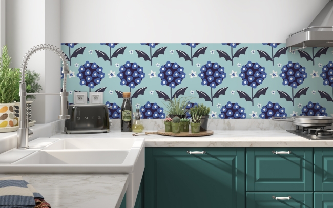Küchenrückwand Blaue Kugelblume