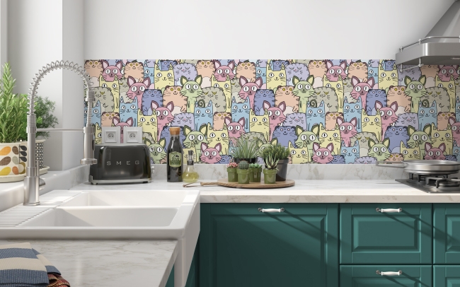 Küchenrückwand Cartoon Katzen