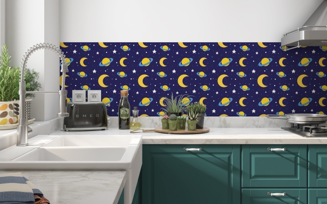 Küchenrückwand Mond Saturn