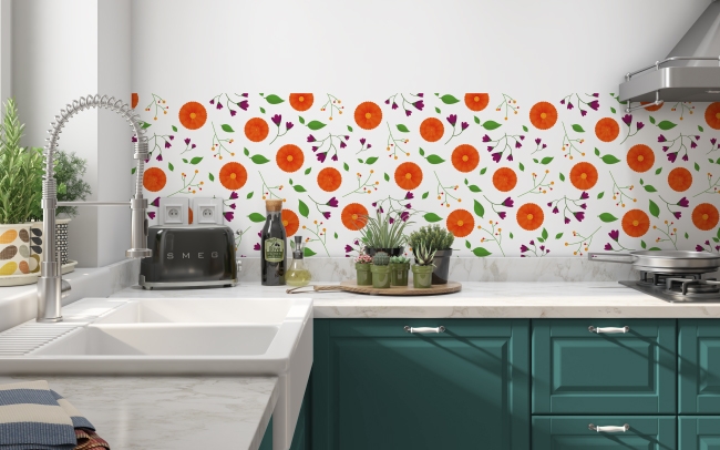 Küchenrückwand Runde Blumen