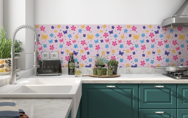 Küchenrückwand Blumen Hippie Stil