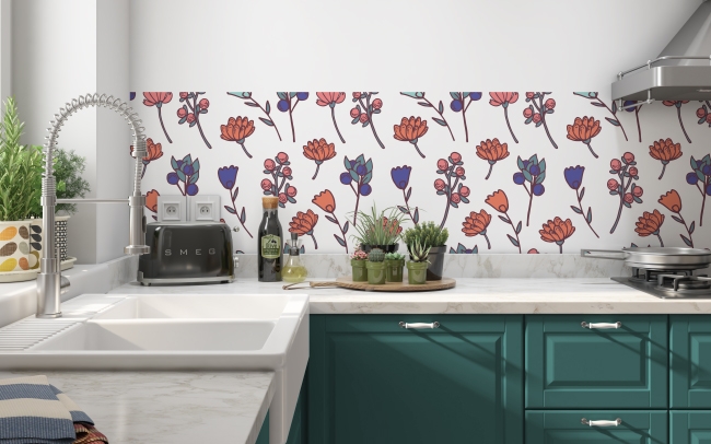 Küchenrückwand Blumen Design