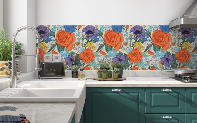 Küchenrückwand Blumen Gemälde