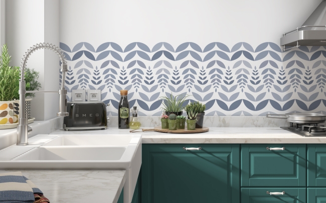 Küchenrückwand Blau Schwedische Kunst
