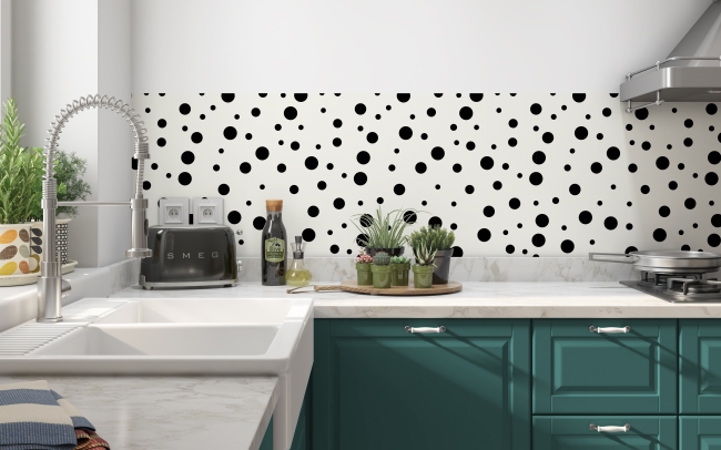 Küchenrückwand Schwarze Polka Dots