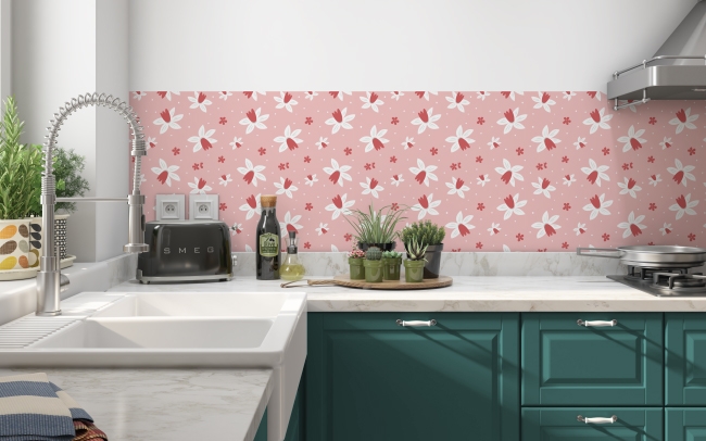 Küchenrückwand Muster mit Lotusblüten
