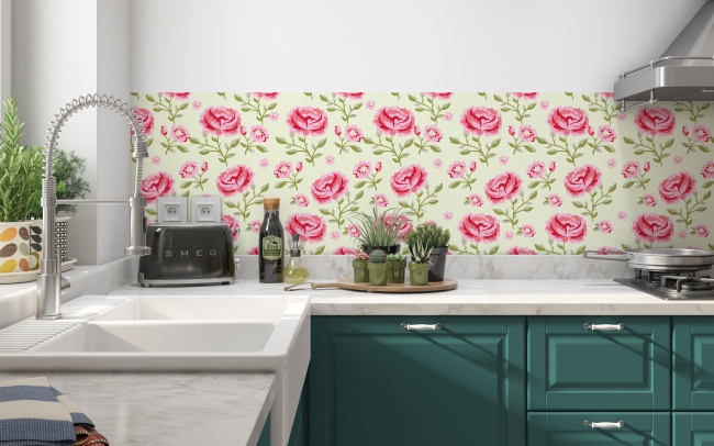Küchenrückwand Rosen Aquarell