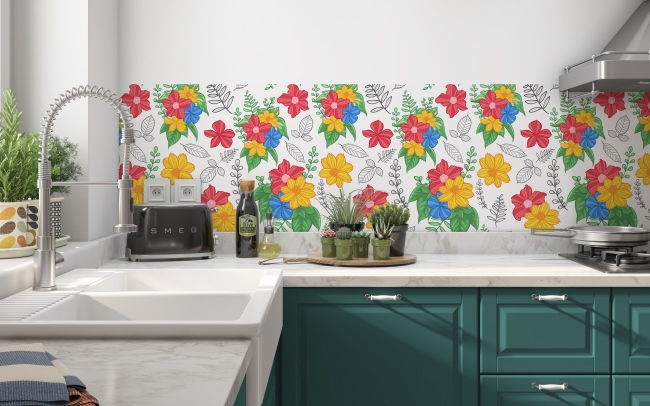 Küchenrückwand Hippie Blumen