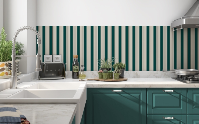 Küchenrückwand Grün Beige Streifen
