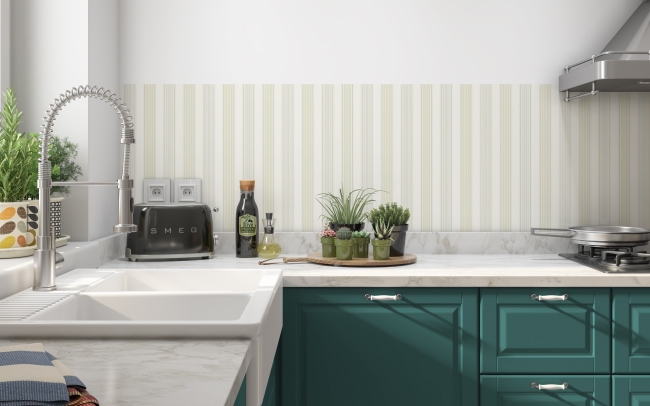 Küchenrückwand Beige Grün Linien