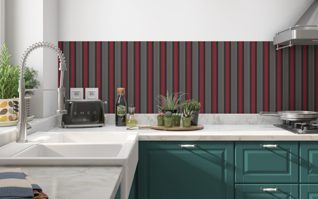 Küchenrückwand Rot Graubraun Streifen