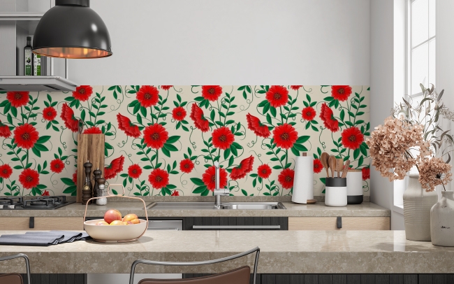 Küchenrückwand Rote Blumen