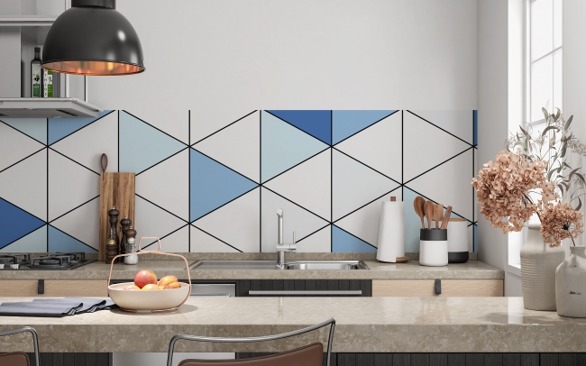Küchenrückwand Blau Weiß Dreieck