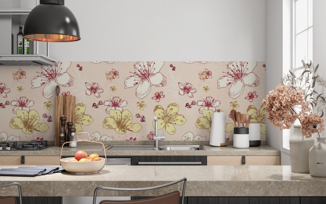 Küchenrückwand Blüten Muster