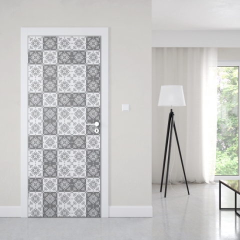 Türposter White Grey Patchwork Maßanfertigung