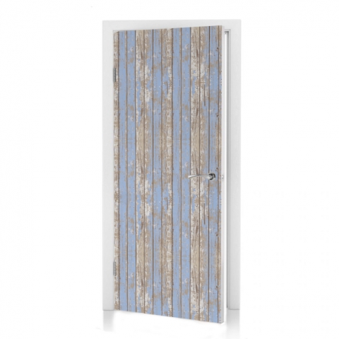 Türposter Blau Weiß Rustikal Holz nach Maß