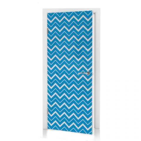 Türtapete Blauer Chevron Zick Zack