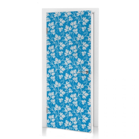 Türtapete Knall Blau Floral