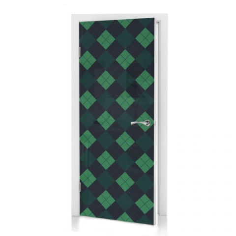 Türtapete Green Argyle