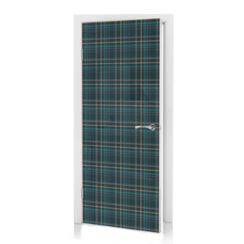 Türtapete Dunkelgrün Tartan