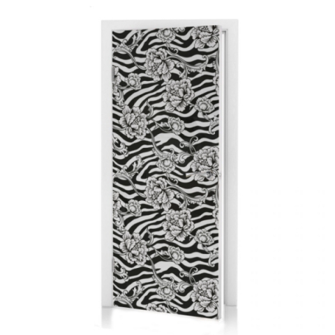 Türtapete Zebra Blumen Design