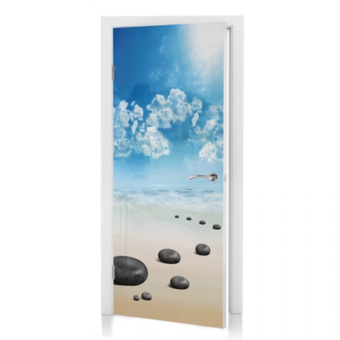 Türposter Zen Steine am Strand