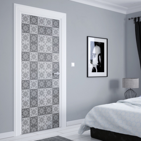 Türposter White Grey Patchwork nach Maß