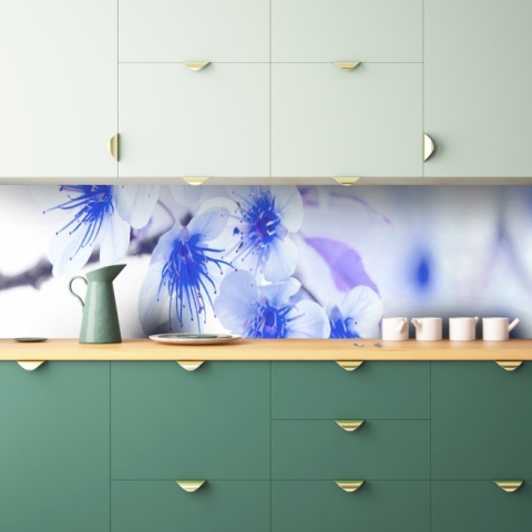 Küchenrückwand Blaue Blüten