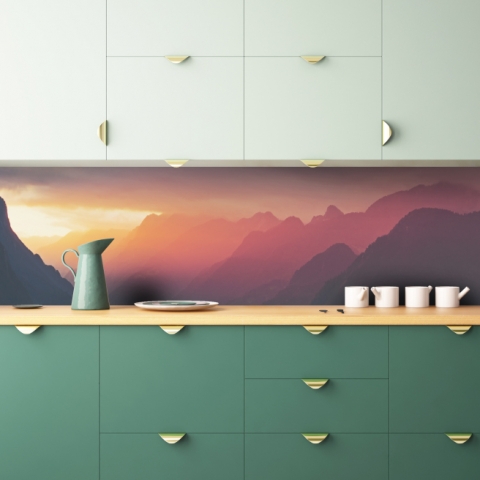 Küchenrückwand Sonne Berge