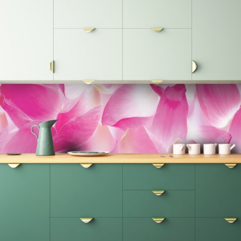 Küchenrückwand Pinke Rosenblätter