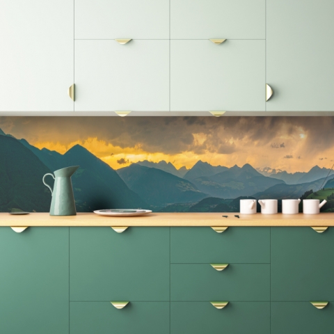 Küchenrückwand Sonnen Berge