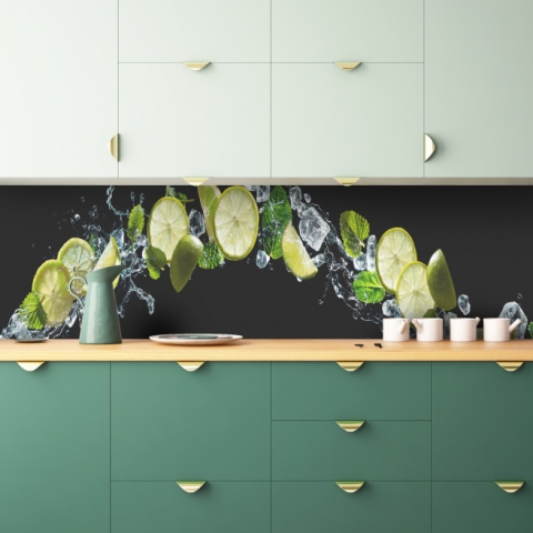 Küchenrückwand Eiswürfel Limetten Design