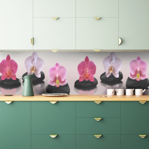 Küchenrückwand Massagesteine Orchidee
