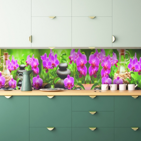 Küchenrückwand Orchideen Kerzen Spa